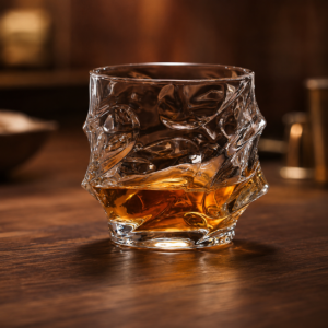 330ml Sculpted Wave Whiskey Glass – Embossed Rocks Tumbler for Wholesale - view 2