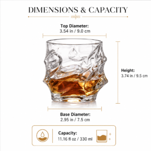 330ml Sculpted Wave Whiskey Glass – Embossed Rocks Tumbler for Wholesale - view 4