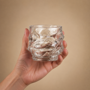 330ml Sculpted Wave Whiskey Glass – Embossed Rocks Tumbler for Wholesale - view 5