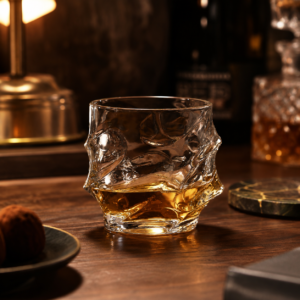 330ml Sculpted Wave Whiskey Glass – Embossed Rocks Tumbler for Wholesale - view 6