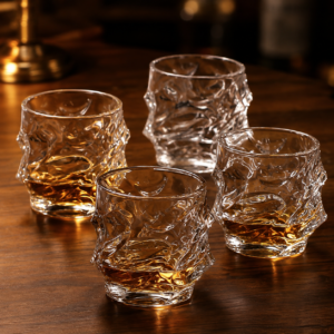330ml Sculpted Wave Whiskey Glass – Embossed Rocks Tumbler for Wholesale - view 7