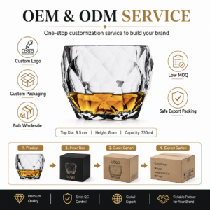 330ml Diamond Cut Whiskey Glass – Premium Rocks Tumbler for Wholesale - view 8