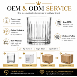 300ml Vertical Ribbed Whiskey Glass – Classic Rocks Tumbler for Wholesale - view 8