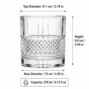270ml Diamond Textured Whiskey Glass – Heavy Base Rocks Tumbler for Wholesale - view 3