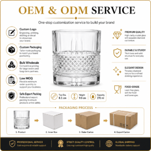 270ml Diamond Textured Whiskey Glass – Heavy Base Rocks Tumbler for Wholesale - view 8
