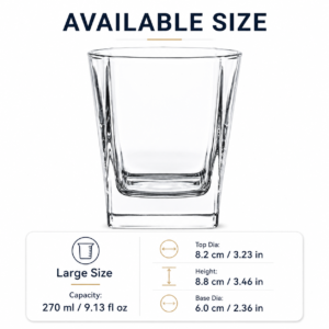 270ml Square Whiskey Glass – Heavy Base Tumbler for Wholesale - view 3
