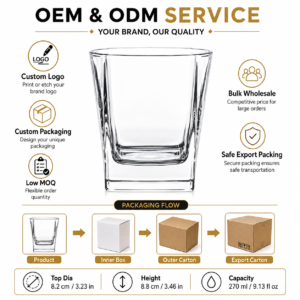 270ml Square Whiskey Glass – Heavy Base Tumbler for Wholesale - view 8