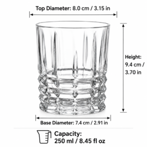 250ml Faceted Whiskey Glass – Sculpted Heavy Base Tumbler for Wholesale - view 4