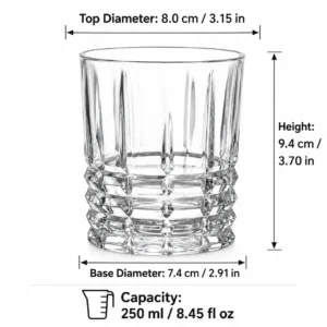 250ml Faceted Whiskey Glass – Sculpted Heavy Base Tumbler for Wholesale - view 4