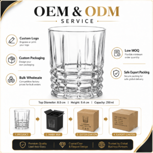 250ml Faceted Whiskey Glass – Sculpted Heavy Base Tumbler for Wholesale - view 8