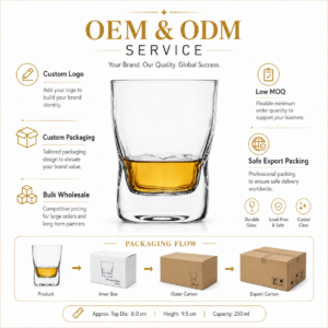 250ml Heavy Base Whiskey Glass – Modern Tumbler for Wholesale - view 8