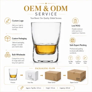 250ml Heavy Base Whiskey Glass – Modern Tumbler for Wholesale - view 8