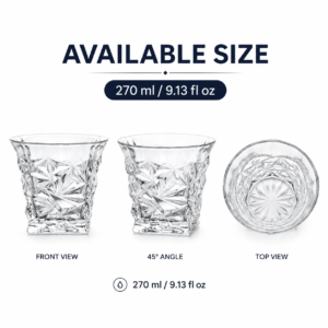270ml Iceberg Faceted Whiskey Glass – Sculpted Rocks Tumbler for Wholesale - view 3