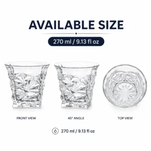 270ml Iceberg Faceted Whiskey Glass – Sculpted Rocks Tumbler for Wholesale - view 3