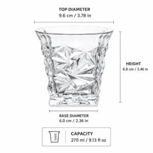 270ml Iceberg Faceted Whiskey Glass – Sculpted Rocks Tumbler for Wholesale - view 4