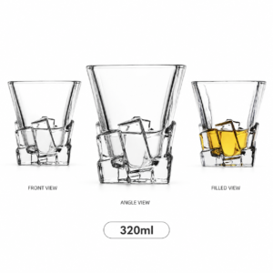 320ml Sculpted Ice Whiskey Glass – Geometric Heavy Base Tumbler for Wholesale - view 3