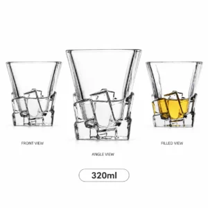 320ml Sculpted Ice Whiskey Glass – Geometric Heavy Base Tumbler for Wholesale - view 3