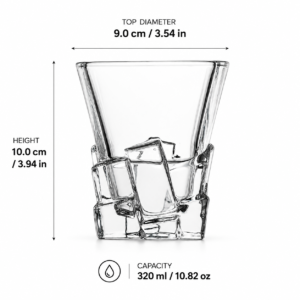 320ml Sculpted Ice Whiskey Glass – Geometric Heavy Base Tumbler for Wholesale - view 4