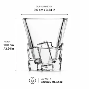 320ml Sculpted Ice Whiskey Glass – Geometric Heavy Base Tumbler for Wholesale - view 4