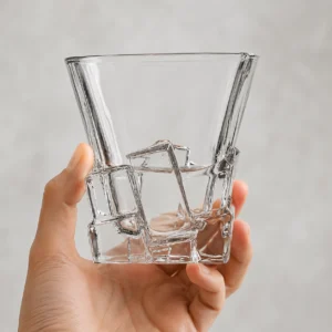 320ml Sculpted Ice Whiskey Glass – Geometric Heavy Base Tumbler for Wholesale - view 5