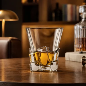 320ml Sculpted Ice Whiskey Glass – Geometric Heavy Base Tumbler for Wholesale - view 6
