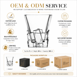 320ml Sculpted Ice Whiskey Glass – Geometric Heavy Base Tumbler for Wholesale - view 8