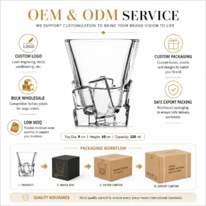 320ml Sculpted Ice Whiskey Glass – Geometric Heavy Base Tumbler for Wholesale - view 8