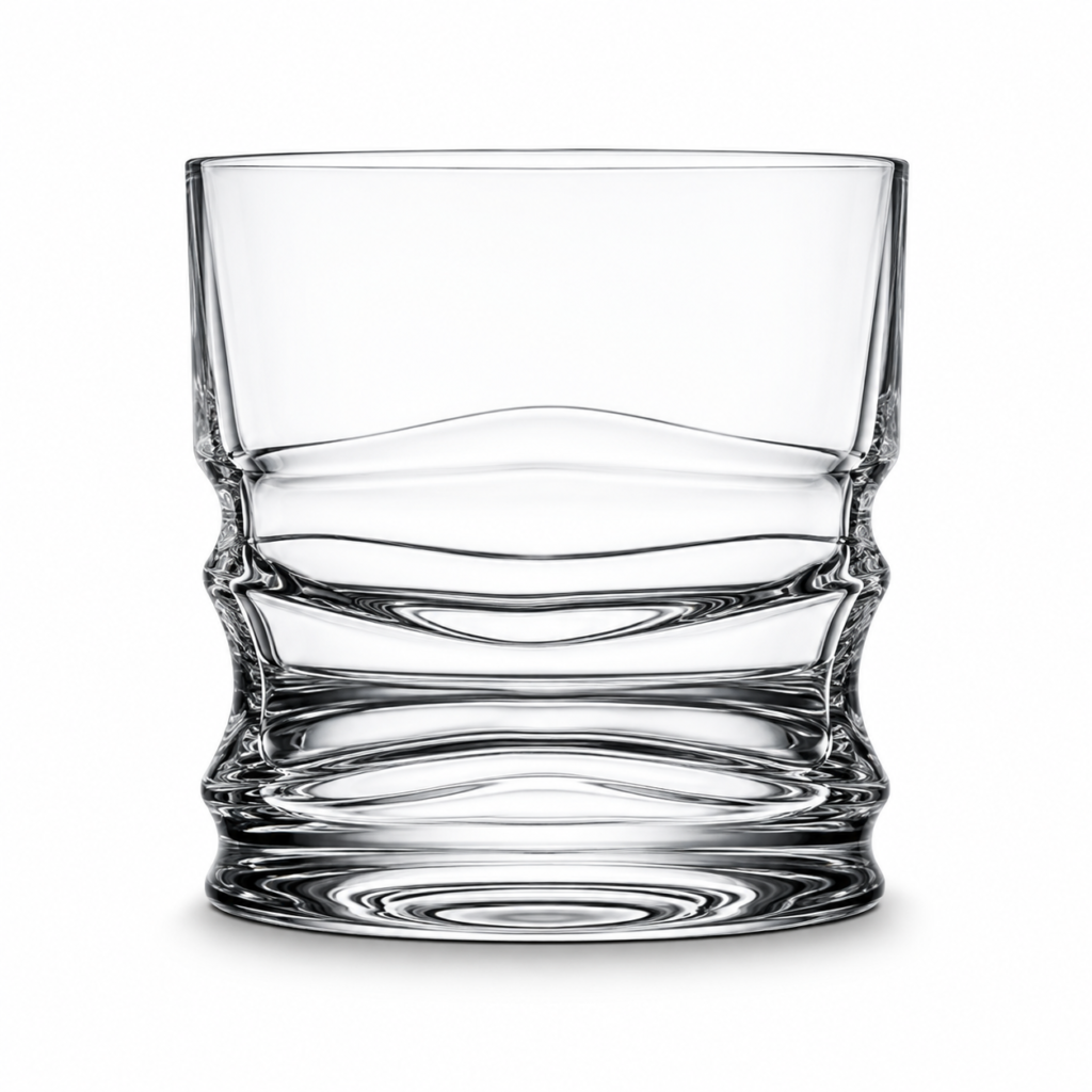 270ml Sculpted Wave Whiskey Glass – Heavy Base Rocks Tumbler for Wholesale - view 1