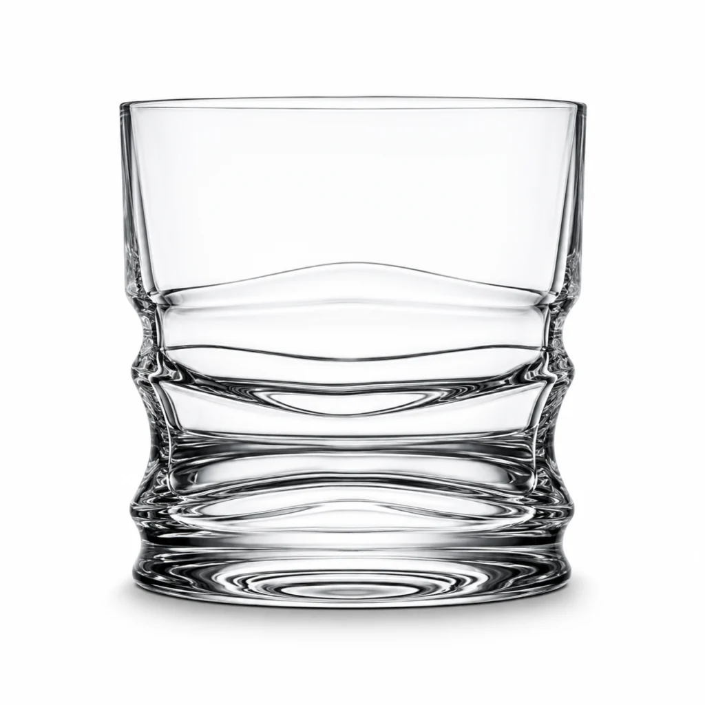 270ml Sculpted Wave Whiskey Glass – Heavy Base Rocks Tumbler for Wholesale - view 1