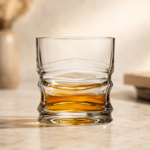 270ml Sculpted Wave Whiskey Glass – Heavy Base Rocks Tumbler for Wholesale - view 2