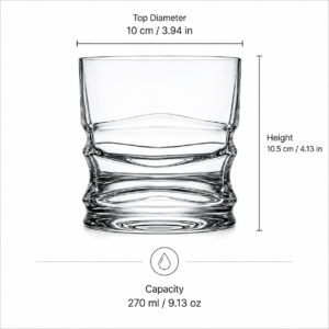 270ml Sculpted Wave Whiskey Glass – Heavy Base Rocks Tumbler for Wholesale - view 4