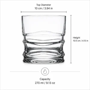 270ml Sculpted Wave Whiskey Glass – Heavy Base Rocks Tumbler for Wholesale - view 4