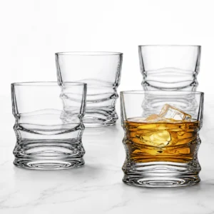 270ml Sculpted Wave Whiskey Glass – Heavy Base Rocks Tumbler for Wholesale - view 7
