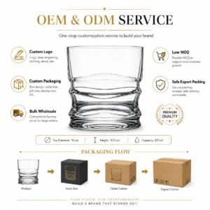 270ml Sculpted Wave Whiskey Glass – Heavy Base Rocks Tumbler for Wholesale - view 8
