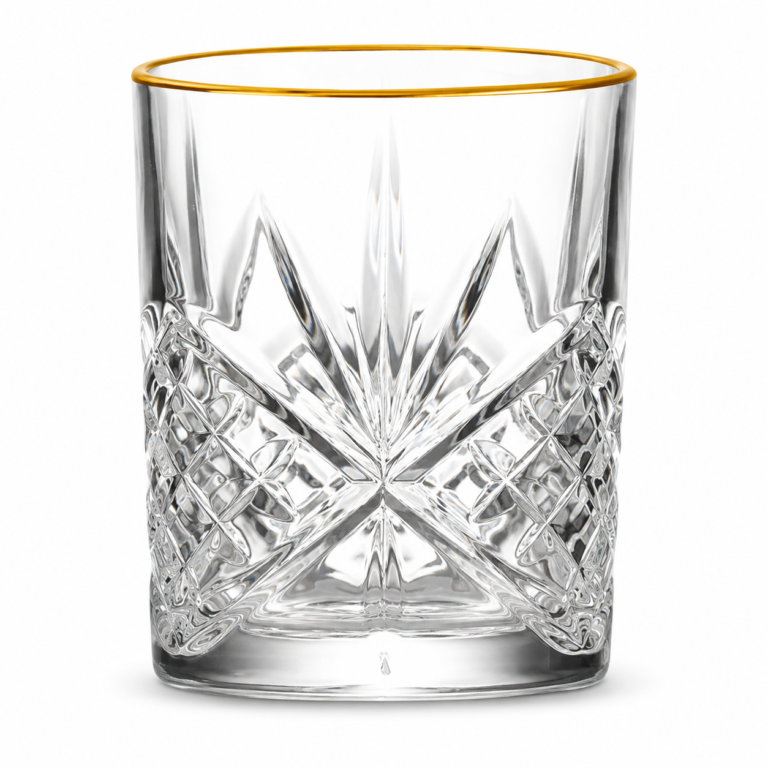 315ml Gold Rim Cut Whiskey Glass – Decorative Heavy Base Tumbler for Wholesale - view 1