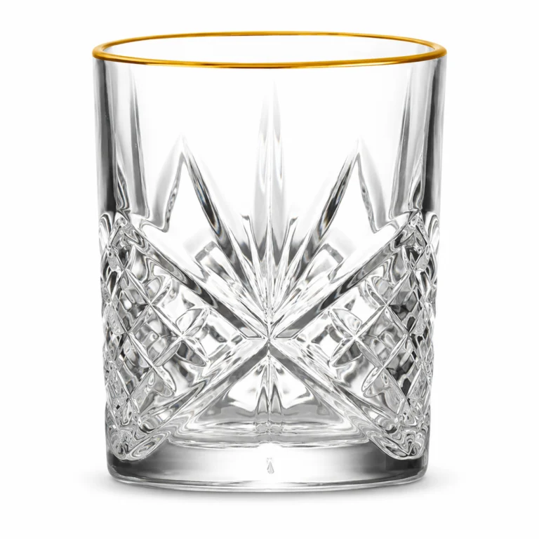 315ml Gold Rim Cut Whiskey Glass – Decorative Heavy Base Tumbler for Wholesale - view 1