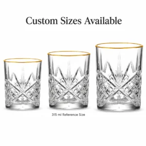 315ml Gold Rim Cut Whiskey Glass – Decorative Heavy Base Tumbler for Wholesale - view 3