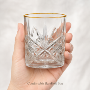 315ml Gold Rim Cut Whiskey Glass – Decorative Heavy Base Tumbler for Wholesale - view 5