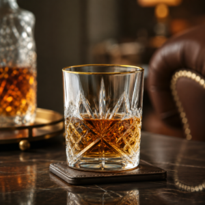 315ml Gold Rim Cut Whiskey Glass – Decorative Heavy Base Tumbler for Wholesale - view 6