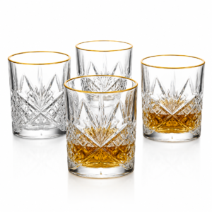 315ml Gold Rim Cut Whiskey Glass – Decorative Heavy Base Tumbler for Wholesale - view 7