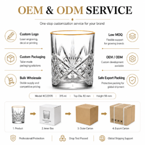 315ml Gold Rim Cut Whiskey Glass – Decorative Heavy Base Tumbler for Wholesale - view 8