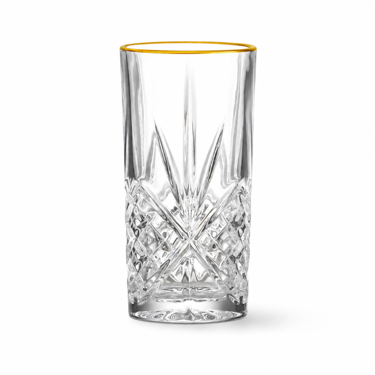 350ml Gold Rim Highball Glass – Cut Glass Tumbler for Wholesale - view 1