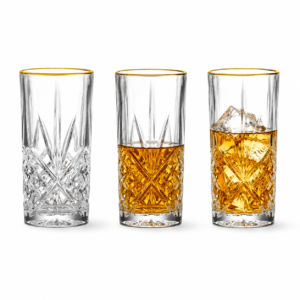 350ml Gold Rim Highball Glass – Cut Glass Tumbler for Wholesale - view 3