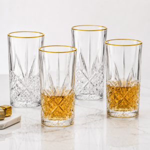 350ml Gold Rim Highball Glass – Cut Glass Tumbler for Wholesale - view 7