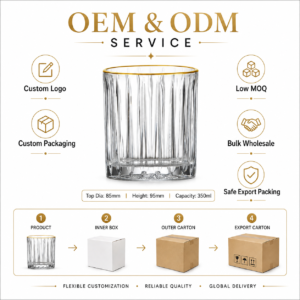 350ml Gold Rim Ribbed Whiskey Glass – Heavy Base Tumbler for Wholesale - view 8