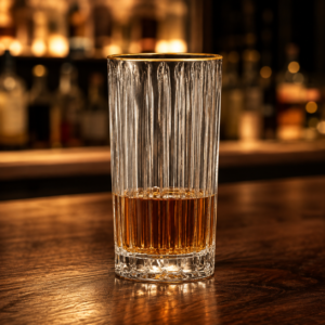 410ml Gold Rim Ribbed Highball Glass – Heavy Base Tumbler for Wholesale - view 2