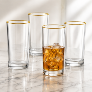 435ml Gold Rim Highball Glass – Clear Heavy Base Tumbler for Wholesale - view 7