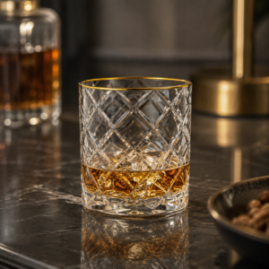 350ml Gold Rim Diamond-Cut Whiskey Glass – Heavy Base Tumbler for Wholesale - view 6