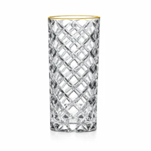 410ml Gold Rim Diamond-Cut Highball Glass – Textured Tumbler for Wholesale - view 1