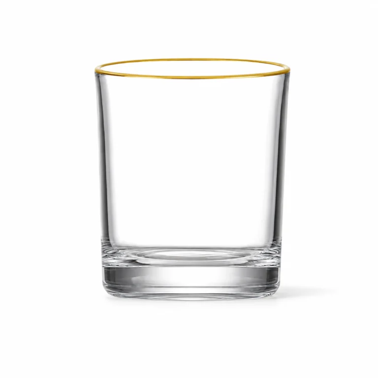 380ml Gold Rim Whiskey Glass – Clear Heavy Base Rocks Tumbler for Wholesale - view 1
